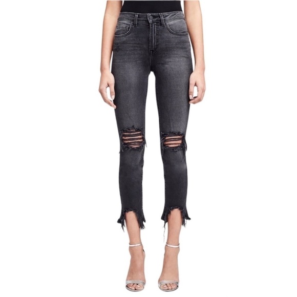 L'AGENCE Denim - L'AGENCE High Line Skinny High Rise Jeans in Nighttime Destruct Size 26